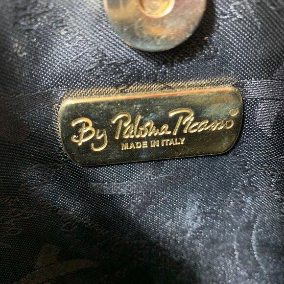 VTG PALOMA PICASSO Mini Black Leather Gold Tone Chain Strap Shoulder Handbag - Picture 11 of 14